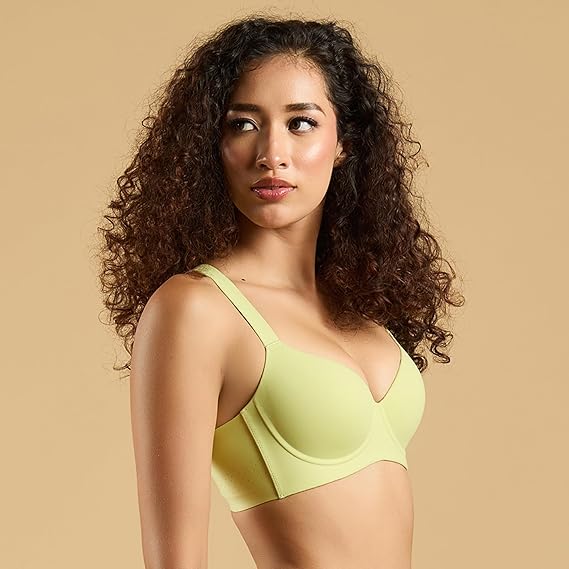 SOIE Women’s Seamless T-Shirt Bra – Padded, Full Coverage, Invisible Flexi Underwire